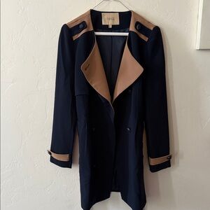 Chic Women's Navy and Tan Trench Coat